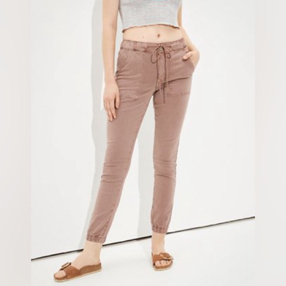 American Eagle High Waisted Jegging Jogger Hazelnut 10 Xlong
